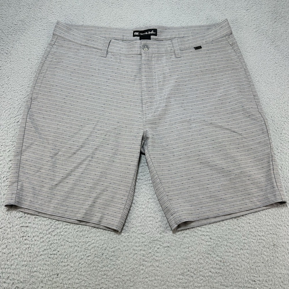 Travis‎ Mathew Golf Shorts Mens 38 Gray Striped Tech Performance Casual Stretch